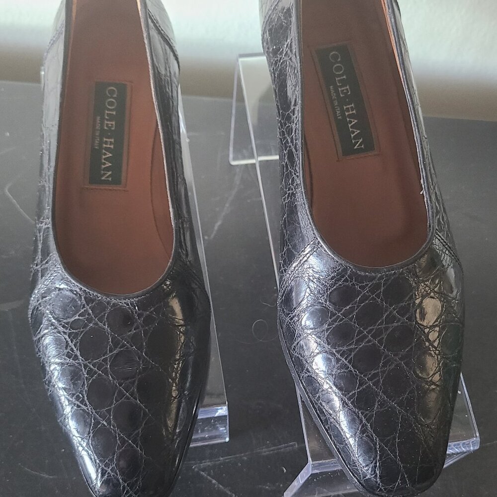 Cole Haan Exotic Croc Pumps, Black, 6.5 B